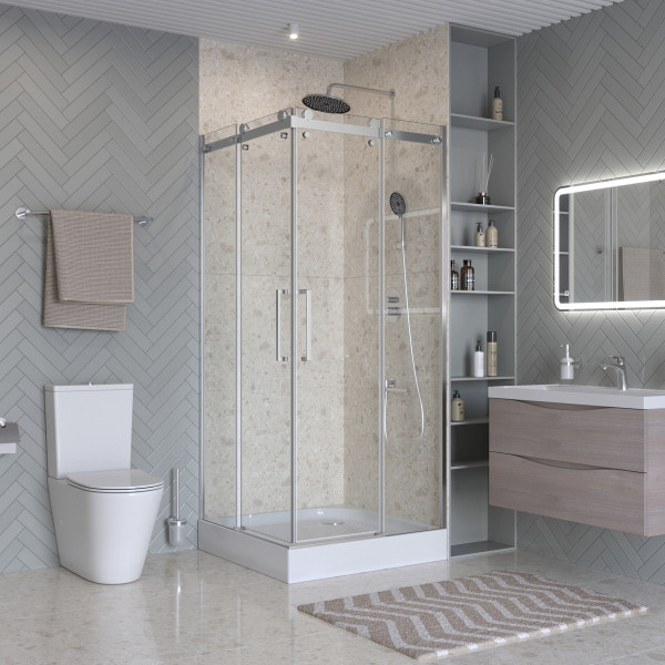 Душевой уголок BelBagno Marino 90x90x195 стекло прозрачное, профиль хром глянцевый (MARINO-2-A-2-90-C-CR)