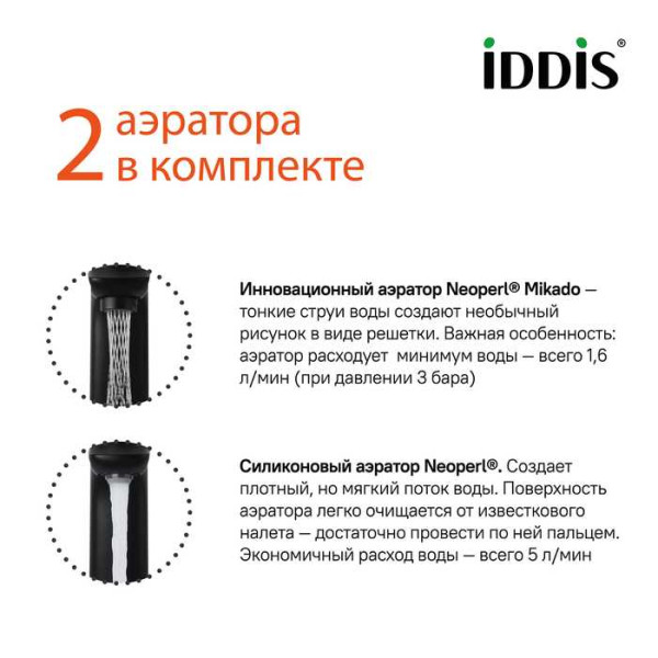 Смеситель для раковины Iddis Slide с управлением Push Control (SLIBLBTi01)