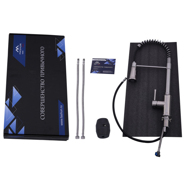 Смеситель для кухни Fashun с выдвижным изливом сатин (A56008N)