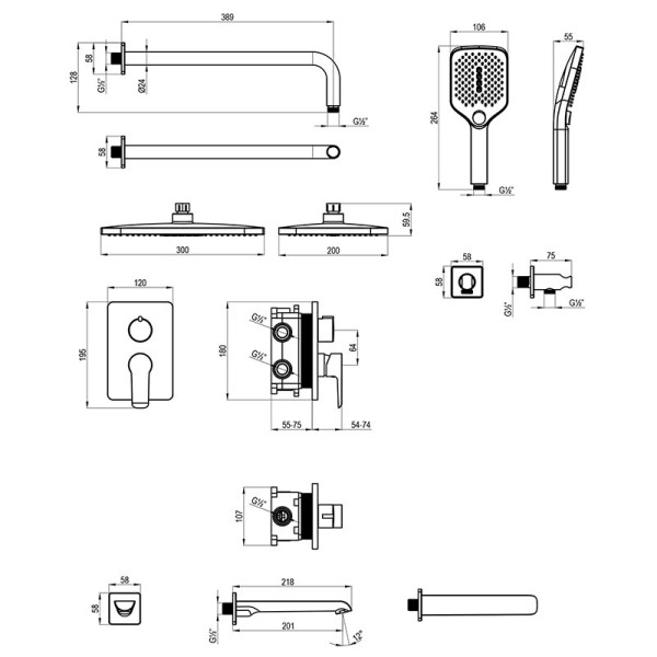 Душевая система Rossinka хром (W35-55)