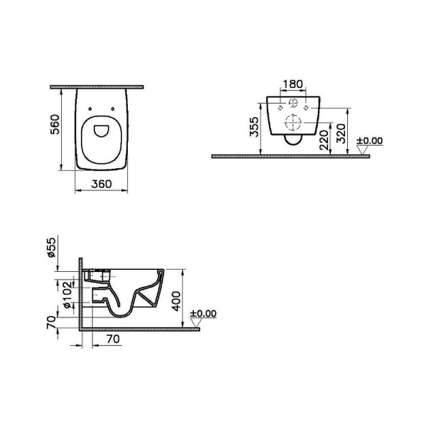 Комплект инсталляция с унитазом Vitra Metropole L-Box с клавишей хром (9820B003-7201)