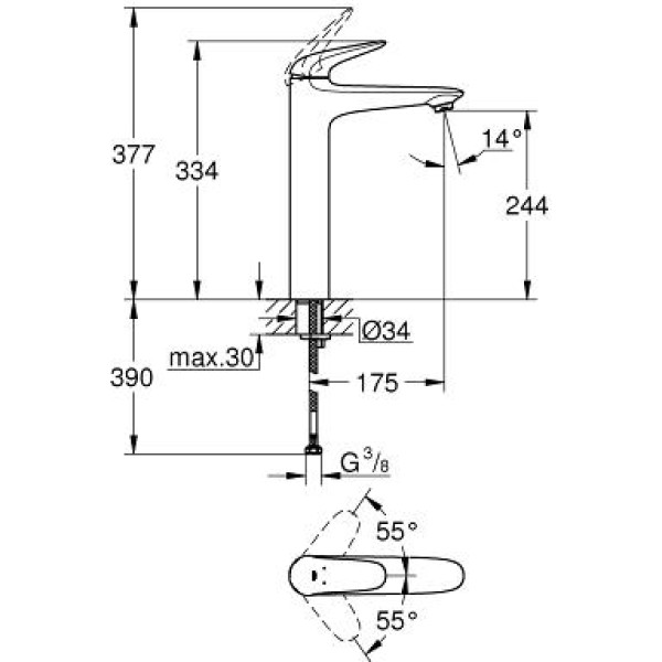 Смеситель для раковины Grohe Eurostyle (23719003)