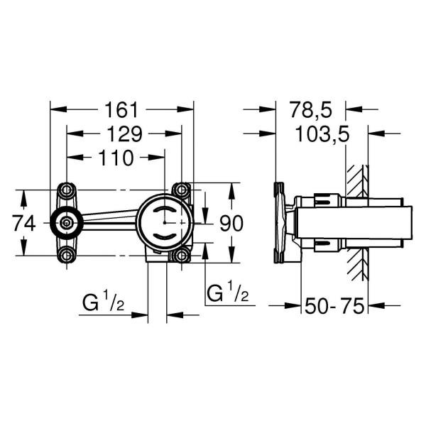 Смеситель для раковины Grohe Eurodisc Joy скрытая часть (23429000)