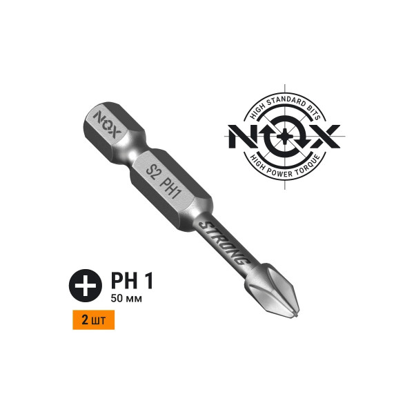 Бита Nox torsion E6,3 Ph1-50, 2 шт карта STRONG (336150-2) Бита Nox torsion E6,3 Ph1-50, 2 шт карта STRONG (336150-2)