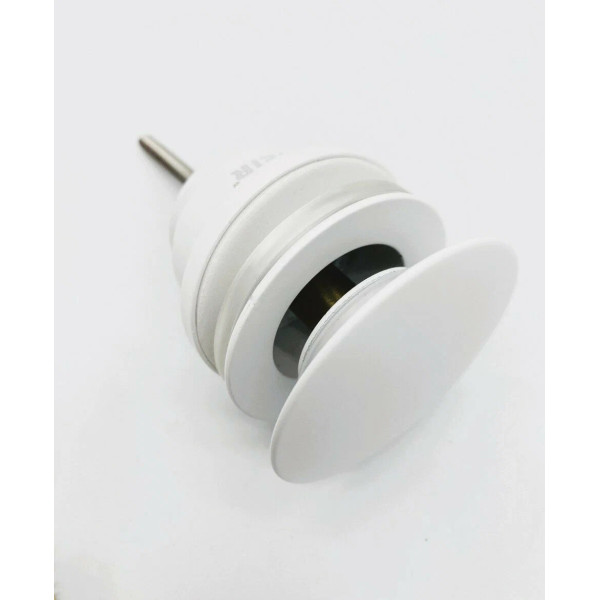 Донный клапан для раковины Vieir 1 1/4" (32 мм.), 67 мм. Quick Clac с переливом (латунь, белый) (VER26YF)