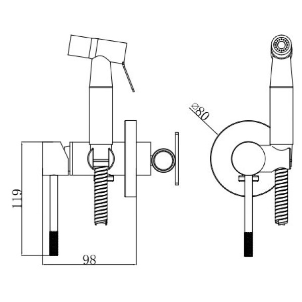 Смеситель с гигиеническим душем Voda Vessel Black черный (VSL01B VODA)
