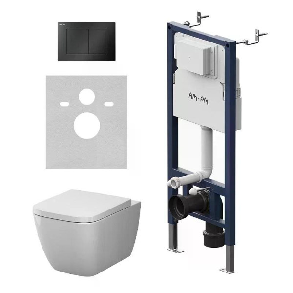 Комплект инсталляция с унитазом AM.PM PrimeFit с клав S черн мат с подв унит Gem Aquaspin (IS90238.901901)