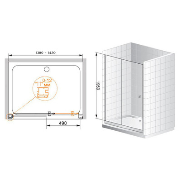 Душевая дверь Cezares Anima 140x195 стекло прозрачное (ANIMA-BF-1-140-C-Cr) Душевая дверь Cezares Anima 140x195 стекло прозрачное (ANIMA-BF-1-140-C-Cr)