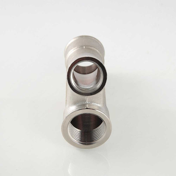 Тройник косой для гильзы под погружной датчик температуры 1"*1/2" Valtec (никель) (VTr.136.N.0604) Тройник косой для гильзы под погружной датчик температуры 1"*1/2" Valtec (никель) (VTr.136.N.0604)