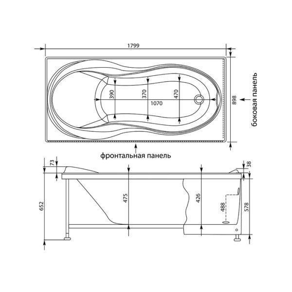 Ванна акриловая Aquanet Grenada 180х90 без гидромассажа