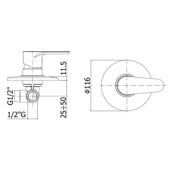 Смеситель для душа Paffoni Green с внутренней частью, хром (GR010CR)