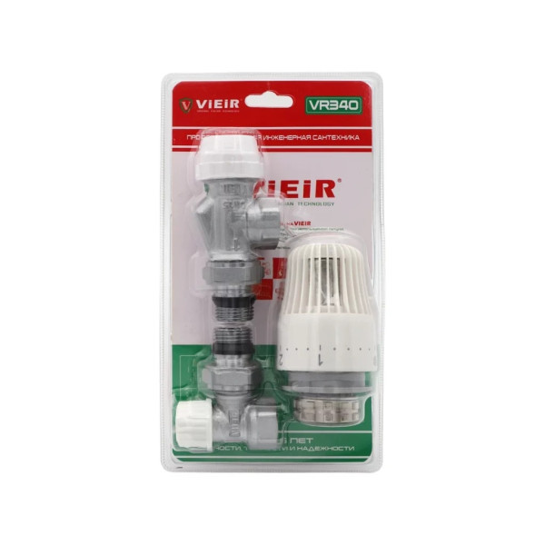 Комплект термостатический угловой (осевой) 1/2" Vieir VR (3 в 1) (VR340) Комплект термостатический угловой (осевой) 1/2" Vieir VR (3 в 1) (VR340)