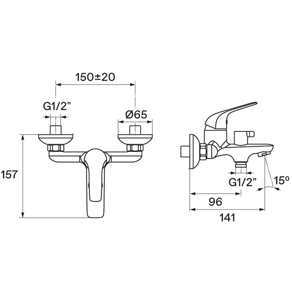 Смеситель для ванны и душа Santek Нико с душевым комплектом хром (WH5A10005C001)