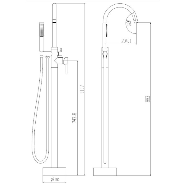 Смеситель для ванны и душа Esko черный (F1B) Смеситель для ванны и душа Esko черный (F1B)