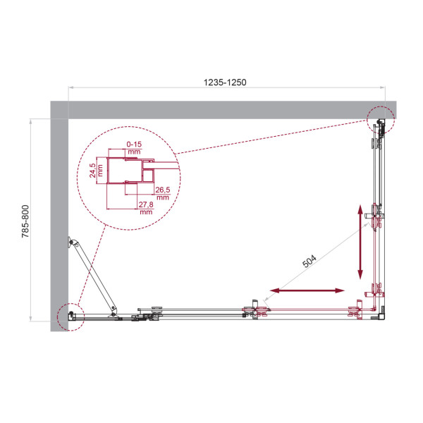 Душевой уголок BelBagno Luce 125x80x195 стекло прозрачное, профиль хром (LUCE-AH-21-125/80-C-Cr)