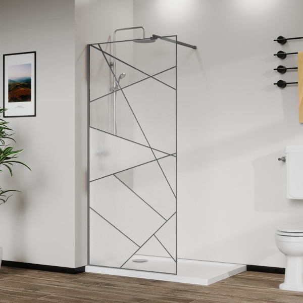 Душевое ограждение Azario Walk-In 120x195 стекло прозрачное/с графическим принтом, профиль графит матовый (AZ-271-120-MGR-CGP)