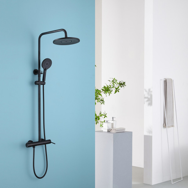 Душевая система Abber Emotion с изливом черный матовый (AF8816BL) Душевая система Abber Emotion с изливом черный матовый (AF8816BL)