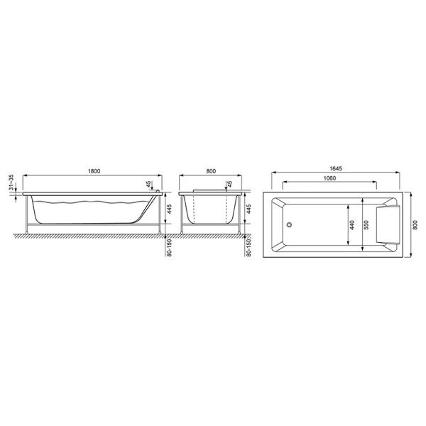 Ванна акриловая Jacob Delafon Sofa 180*80 (E60516RU-00)