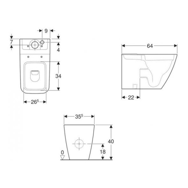 Унитаз напольный Geberit Icon Square белый (200920000)