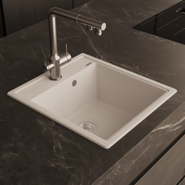 Мойка для кухни Abber Quarz 51x46x21,7 белая (AQ2901W)