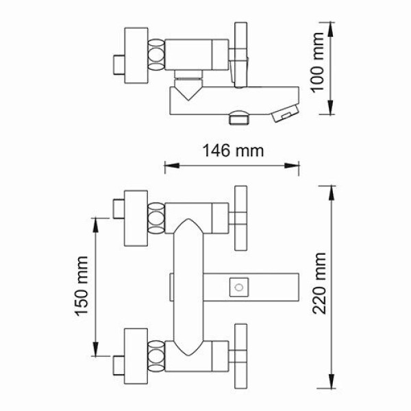 Смеситель для ванны и душа WasserKRAFT Weser с коротким изливом (7801)