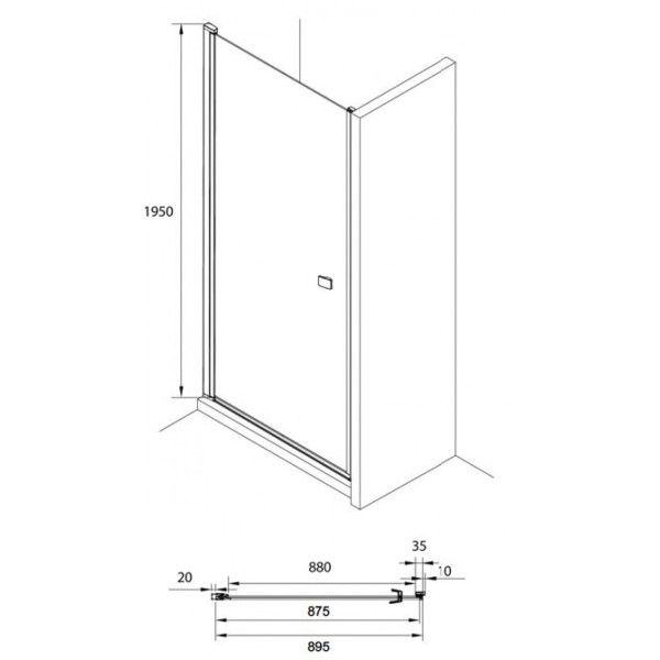Душевая дверь Roca Capital 90x195 стекло прозрачное, профиль черный (7.M470.9.016.M)