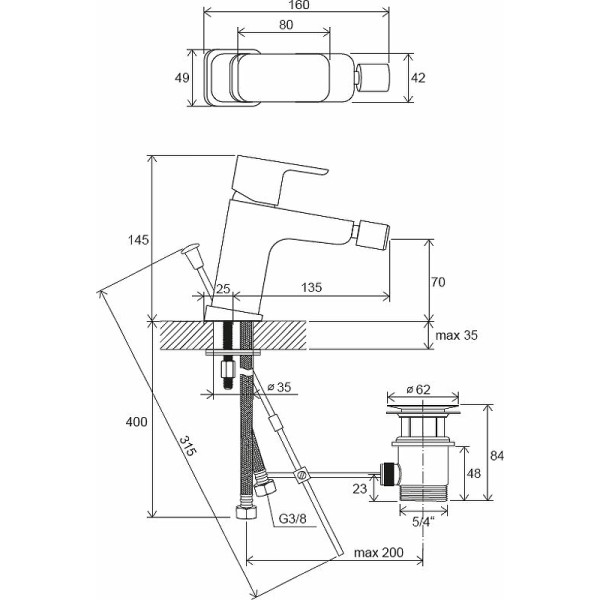 Смеситель для биде Ravak TD F 055.00 хром (X070133) Смеситель для биде Ravak TD F 055.00 хром (X070133)