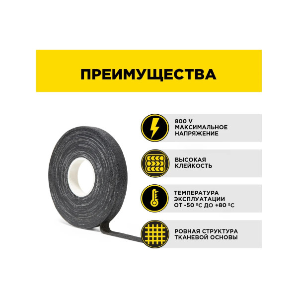 Изолента ХБ 15 ммх20 м профессиональная Aviora (черная) (305-045)