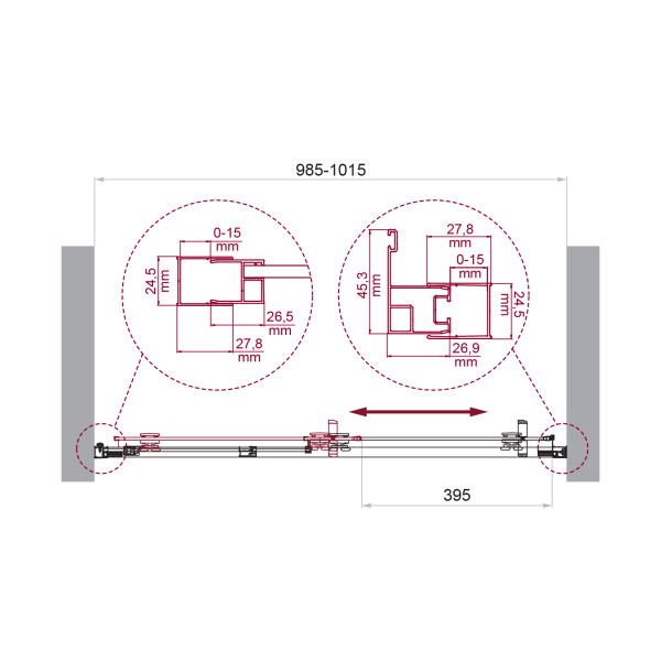 Душевая дверь BelBagno Luce 100x195 стекло прозрачное, профиль золото глянцевое (LUCE-BF-1-100-C-ORO)