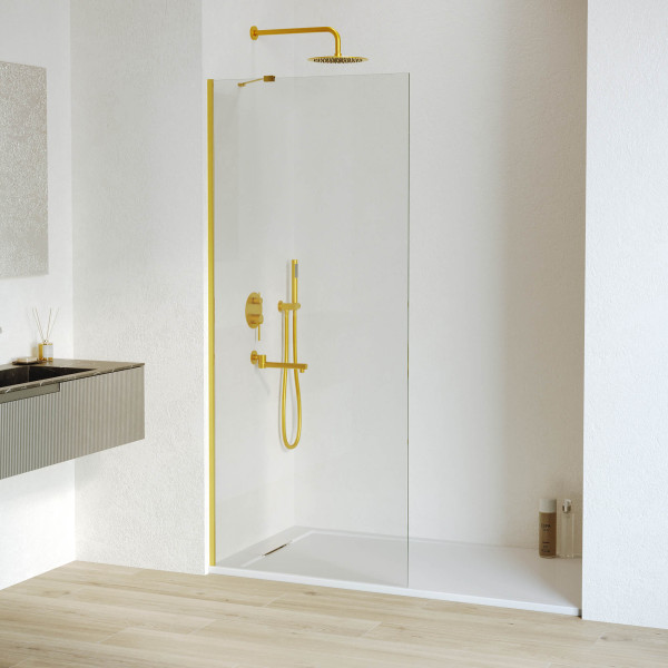 Душевое ограждение RGW Walk In 120x195 стекло прозрачное, профиль золото BRUSH (351010212-16) Душевое ограждение RGW Walk In 120x195 стекло прозрачное, профиль золото BRUSH (351010212-16)