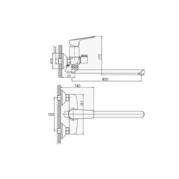 Смеситель для ванны и душа Dlin хром (D147460)