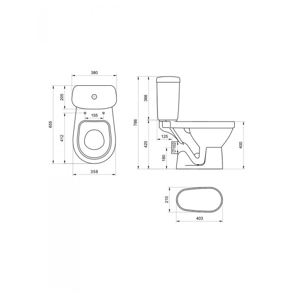 Унитаз-компакт Santeri Баланс 380x655x786 с сиденьем микролифт белый (1.P217.9.S00.00B.F)