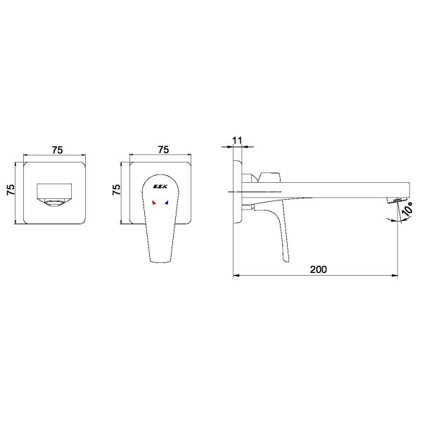 Смеситель для раковины E.C.A. Niobe внешняя часть хром (102167613EX-KK) Смеситель для раковины E.C.A. Niobe внешняя часть хром (102167613EX-KK)