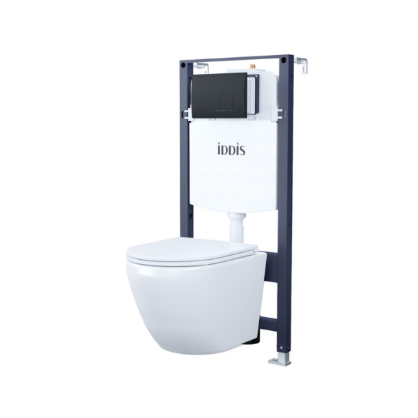 Комплект инсталляция с унитазом Iddis с клавишей смыва черная (BASB020i73)