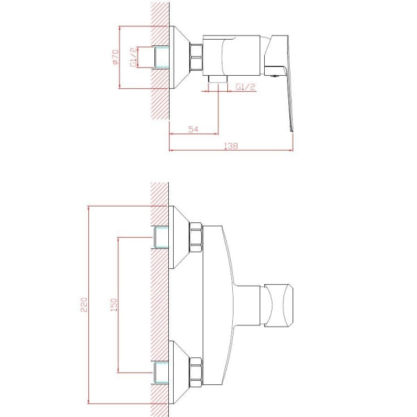 Смеситель для душа Клевер Nebo хром (NB 80) Смеситель для душа Клевер Nebo хром (NB 80)