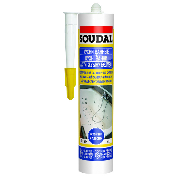 Герметик силиконовый санитарный нейтральный Soudal 300 мл. (прозрачный) (118311)