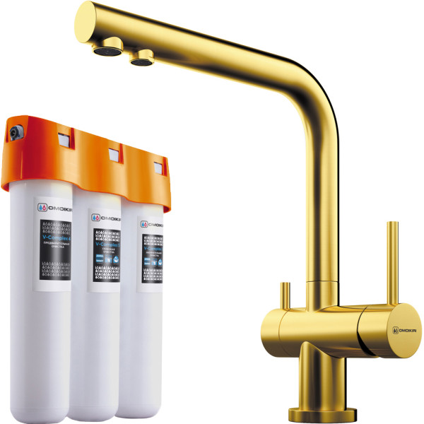 Комплект Omoikiri Nagano-LG с фильтром Pure Drop Lite светлое золото (4178.8028)