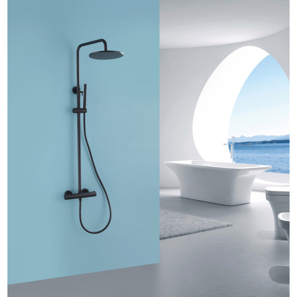 Душевая система Abber Wasser Kreis с термостатом без излива черная матовая (AF8160BL)