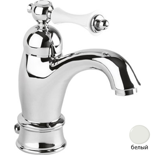 Смеситель для раковины Cezares Margot белый, ручка рычаг - белая (MARGOT-LSM1-A-BIO)