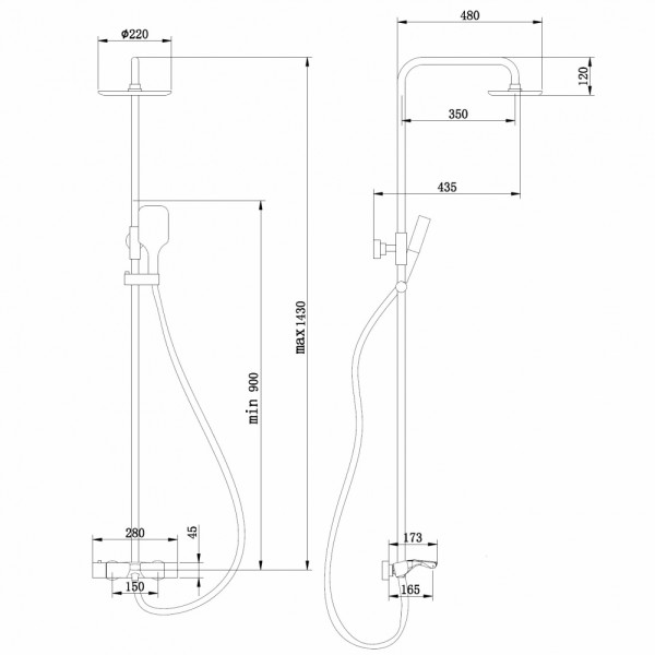 Душевая система Abber Thermostat с изливом сатин (AF8516SPL)