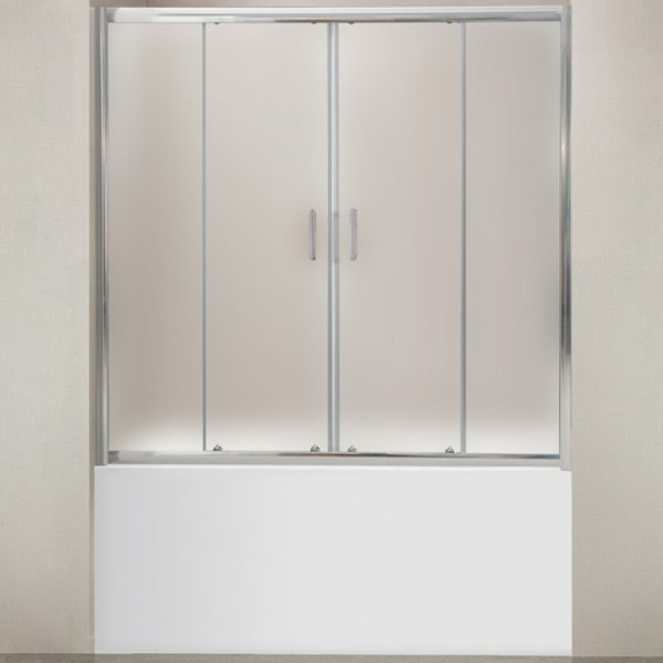 Душевая шторка на ванну BelBagno Uno 170x145 стекло рифленое, профиль хром (UNO-VF-2-170/145-P-Cr)