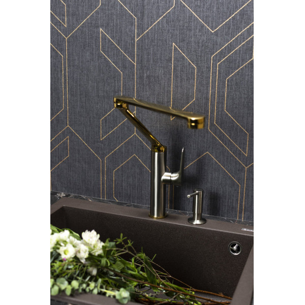 Смеситель для кухни Omoikiri Tara-LG-GM светлое золото/вороненая сталь (4994396)