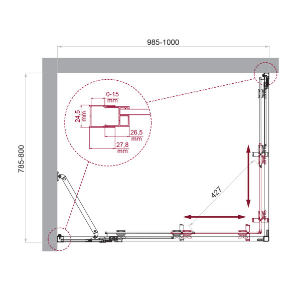 Душевой уголок BelBagno Luce 100x80x195 стекло прозрачное, профиль хром (LUCE-AH-21-100/80-C-Cr)