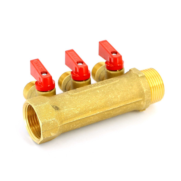 Коллектор с шаровыми кранами Tiemme NINO 3 выхода 1*1/2"(16) (латунь) (1820005) Коллектор с шаровыми кранами Tiemme NINO 3 выхода 1*1/2"(16) (латунь) (1820005)