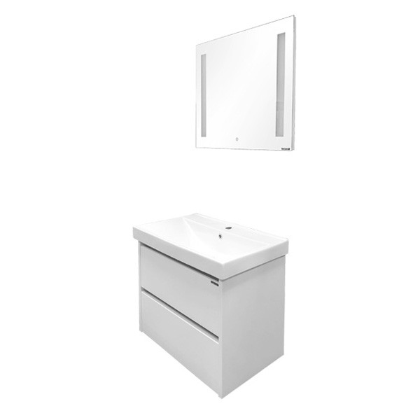 Тумба подвесная Comforty Верона 750x620x460 дуб белый матовый с раковиной (00-00001438)