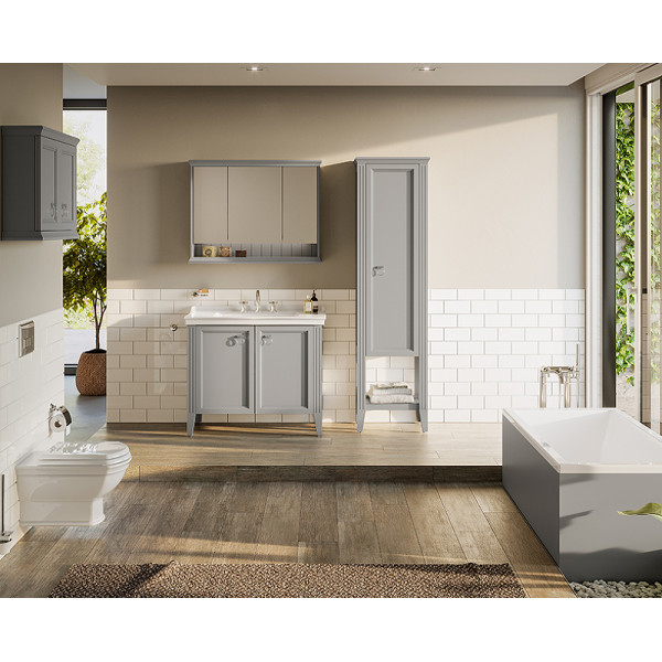 Тумба напольная Vitra Valarte 80 см с раковиной, с дверцами, серый матовый (62154) Тумба напольная Vitra Valarte 80 см с раковиной, с дверцами, серый матовый (62154)