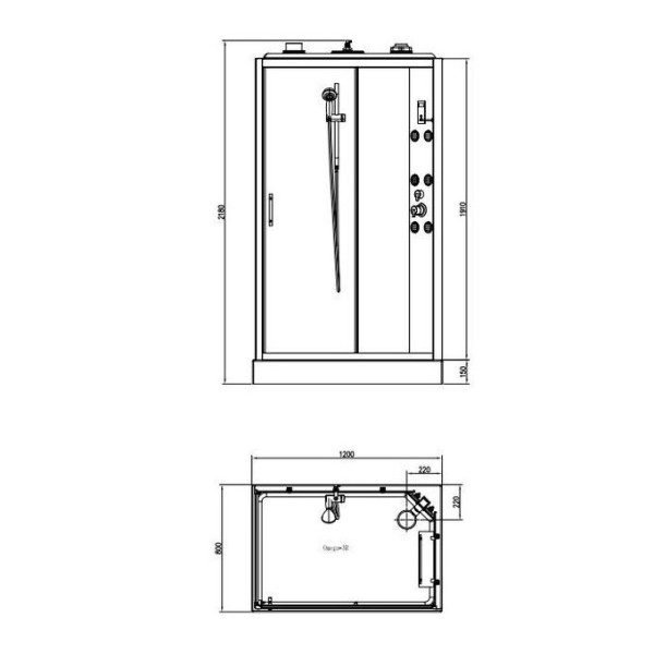 Кабина гидромассажная BandHours Omega-3 R 120х80х217