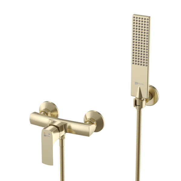 Смеситель для душа Lemark с душевым комплектом брашированное светлое золото (LM7203BG)