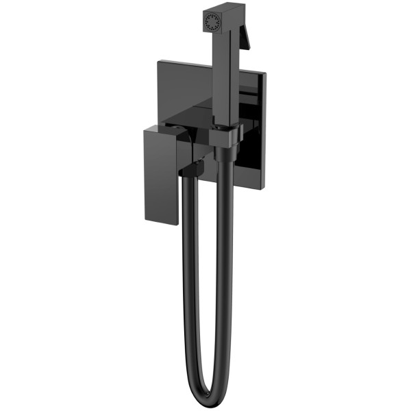 Смеситель с гигиеническим душем Boheme Qubic SGM (графит глянец) (477-SGM)