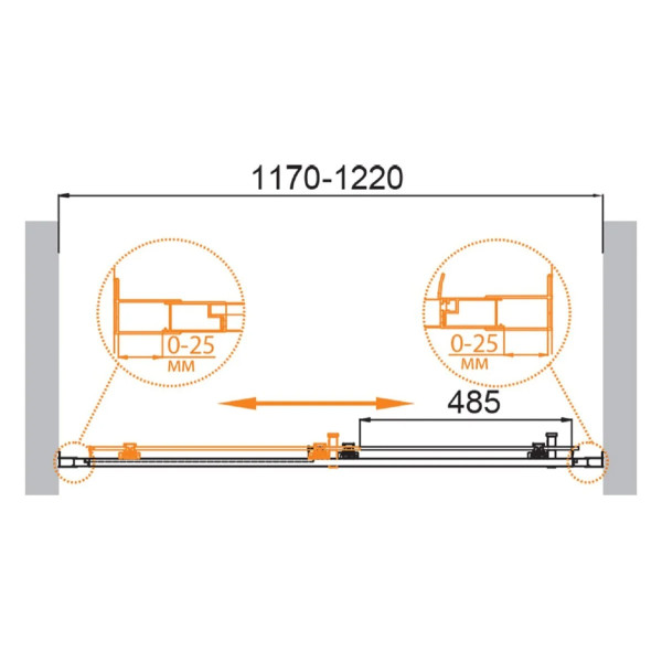 Душевая дверь Cezares Molveno 120x195 стекло матовое, профиль оружейная сталь (MOLVENO-BF-1-120-P-GM)